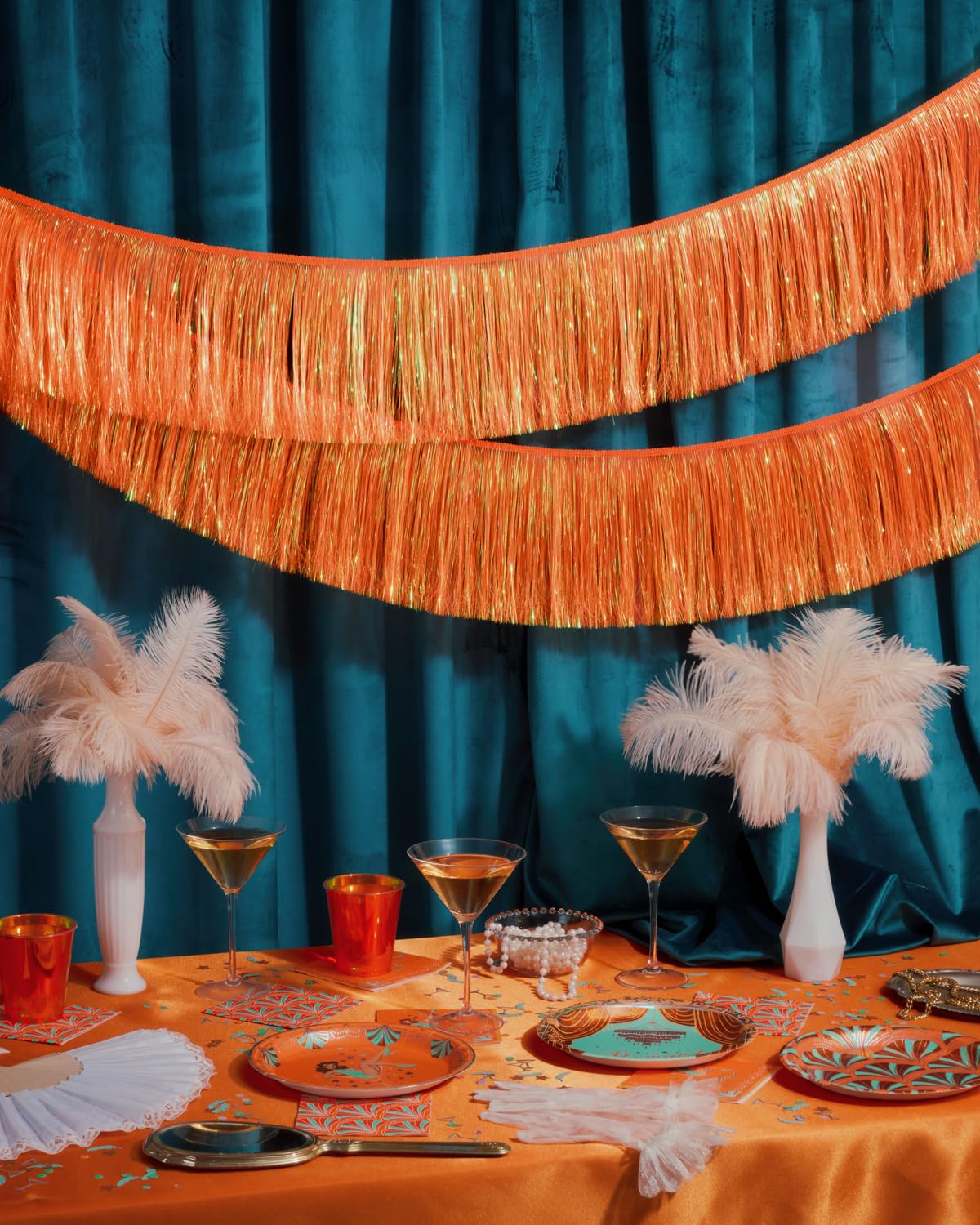 xo, Fetti Orange Fringe Banner - 4 ft | Showgirl Party Garland, Halloween Decor, Birthday Backdrop, Fiesta Vibes, Fall Party Decorations, Girly Celebration