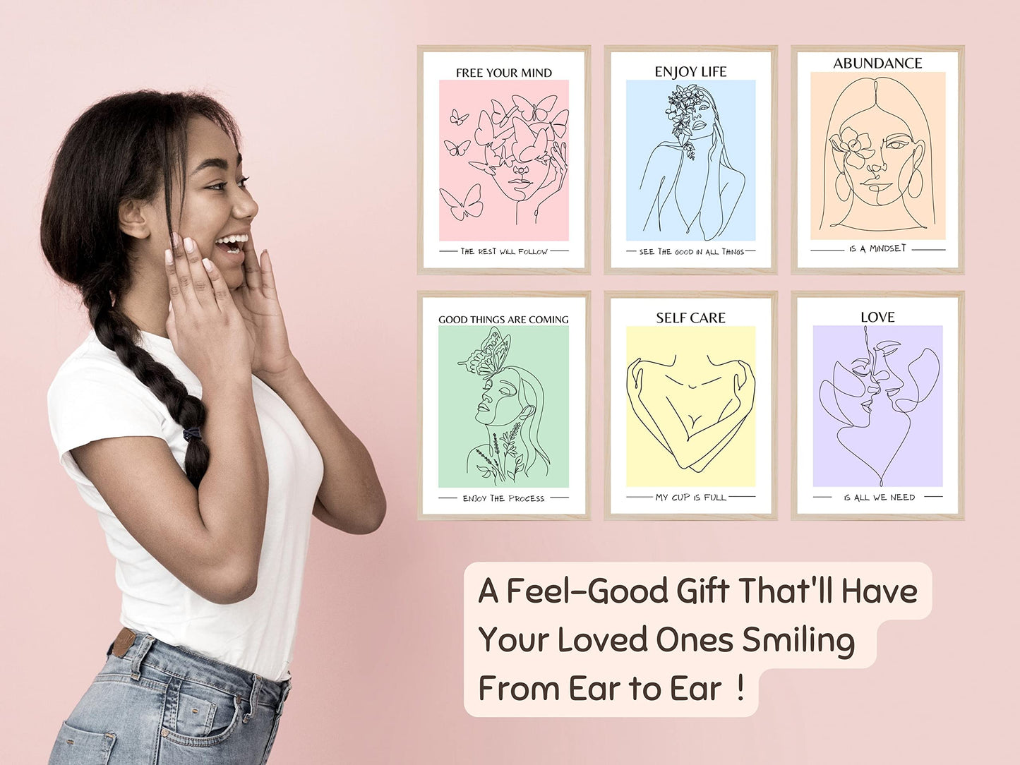 JUJU'S VIBES Pastel Danish Room Decor - Aesthetic Wall Art for Women, Teen - Wall Collage Pictures Prints, Cute Posters Clean Girl for Bedroom, College Dorm Apartment - 8x10 Set of 6 UNFRAMED.