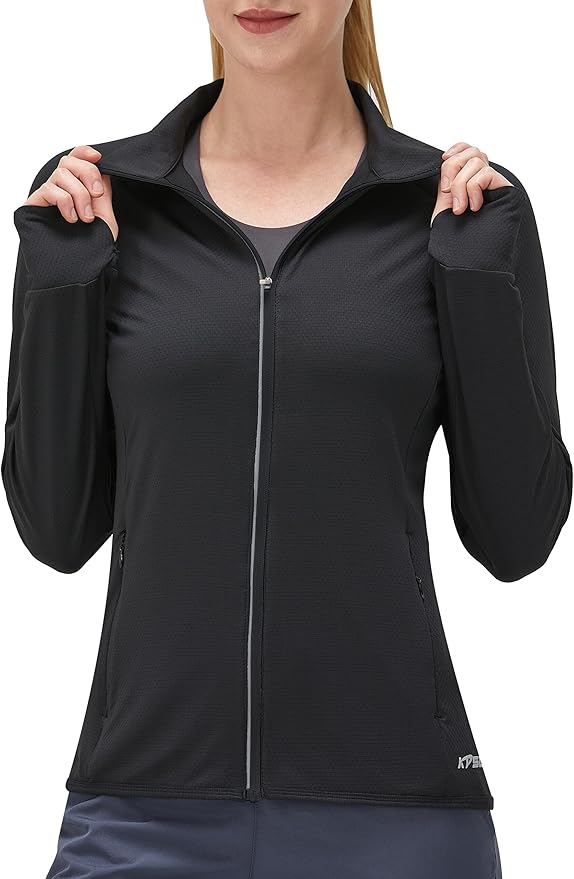 Women's UPF 50+ UV Sun Protection Clothing Long Sleeve Athletic Hiking Shirts Lightweight SPF Zip Up Outdoor Jacket