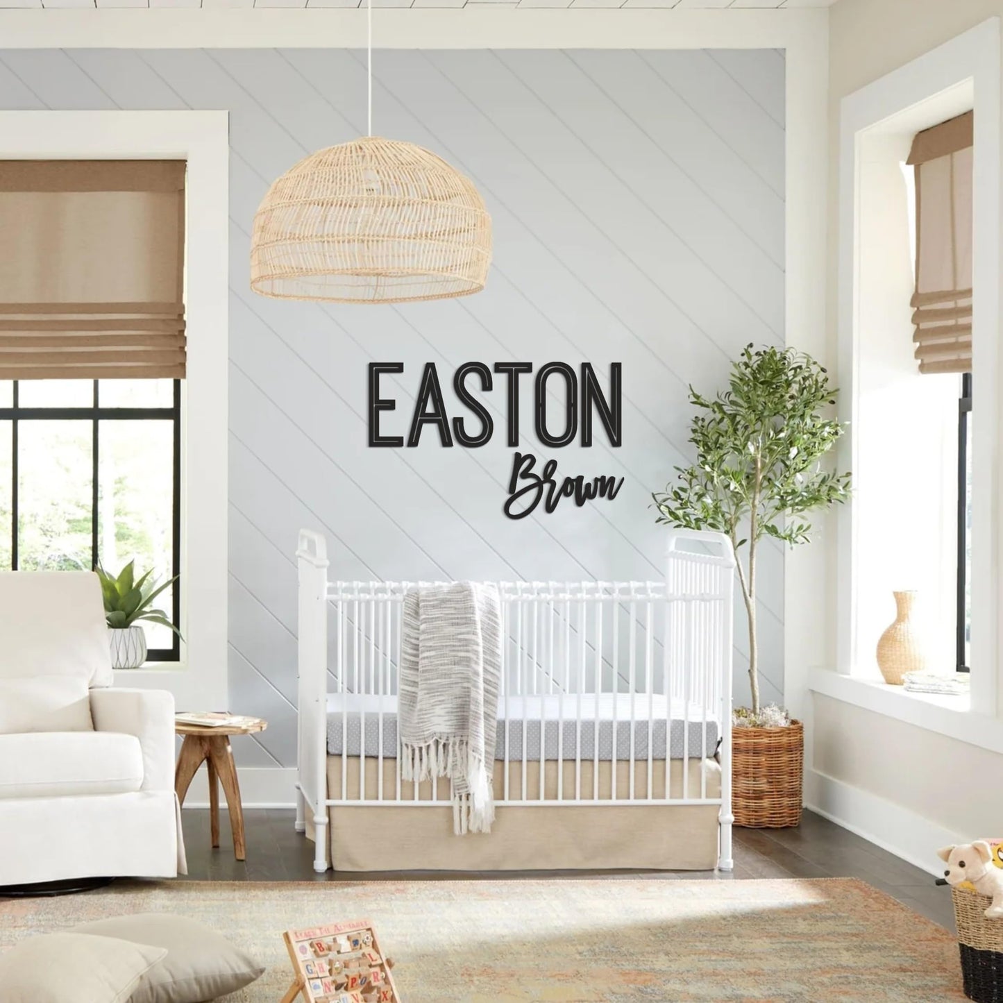 First and Middle Name Signs for Nursery Wooden Name Signs for Kids Room Personalized Name Sign
