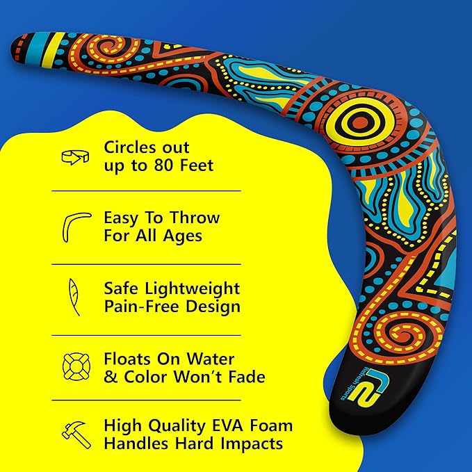 Refresh Sports Beach Boomerang Toy for All Ages - Outside Beach Games Adults & Toys for Kids - Fun Outdoor Backyard Toys for Boys - Soft Boomerangs Pool Game & Birthday Gift Ideas for Boys & Girls