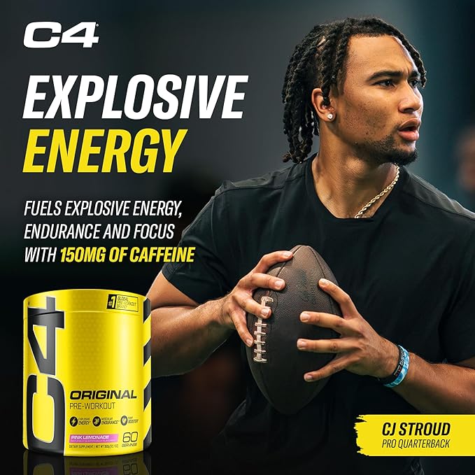 Cellucor C4 Original Pre Workout Powder Pink Lemonade Vitamin C for Immune Support Sugar Free Preworkout Energy for Men & Women 150mg Caffeine + Beta Alanine + Creatine 60 Servings