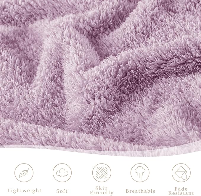 Exclusivo Mezcla Fleece Twin Size Bed Blanket, Ultra Soft, Lightweight and Fuzzy Light Purple Blanket for Women, Home Decor, 60x80 Inches
