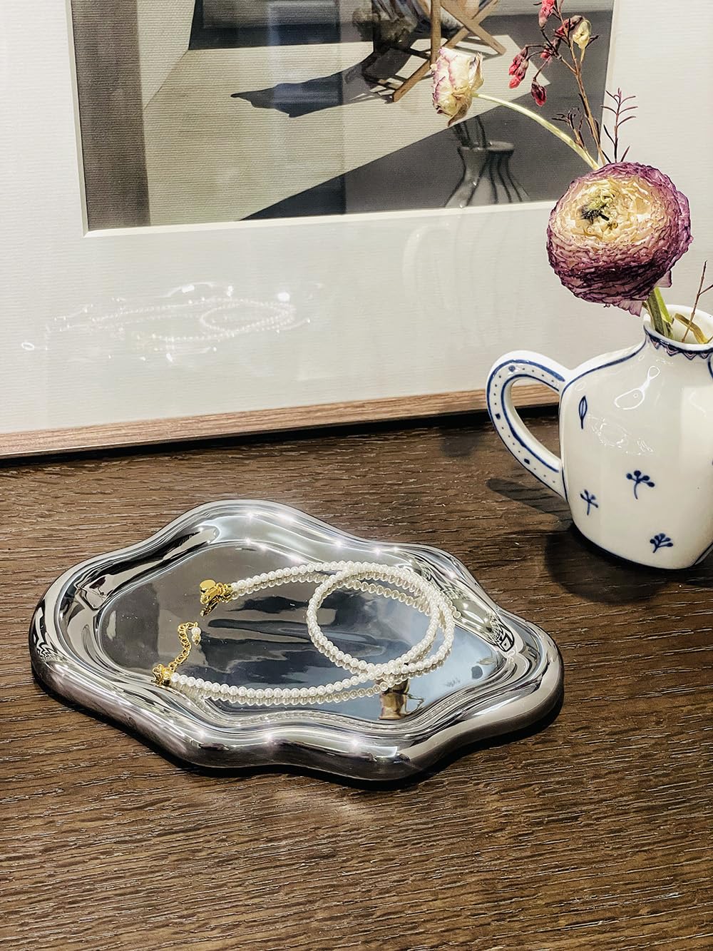 JungleRed Jewelry Tray, Ceramic Tray, Trinket Dish, Cloud Jewelry Dish, Ring Key Dish, Birthday, Mother's Day, Christmas, Thanksgiving Gifts for Women Friends(Silver), Silvery