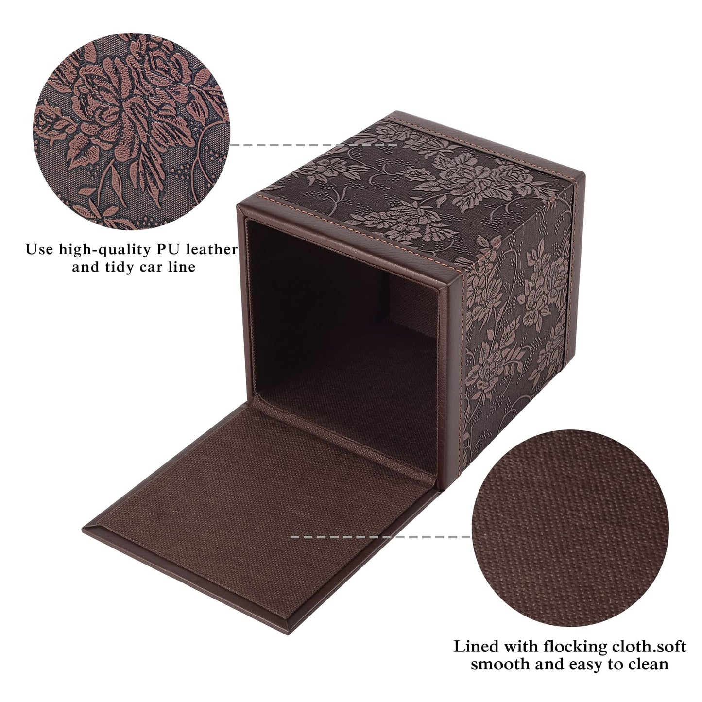 Tissue Box Cover Square,Modern Leather Tissue Box Holder for Napkin Facial Paper Organizer Bottom with Magnet Reinforcement for Home/Hotel/Restaurant/Office/car/Living Room(Retro)