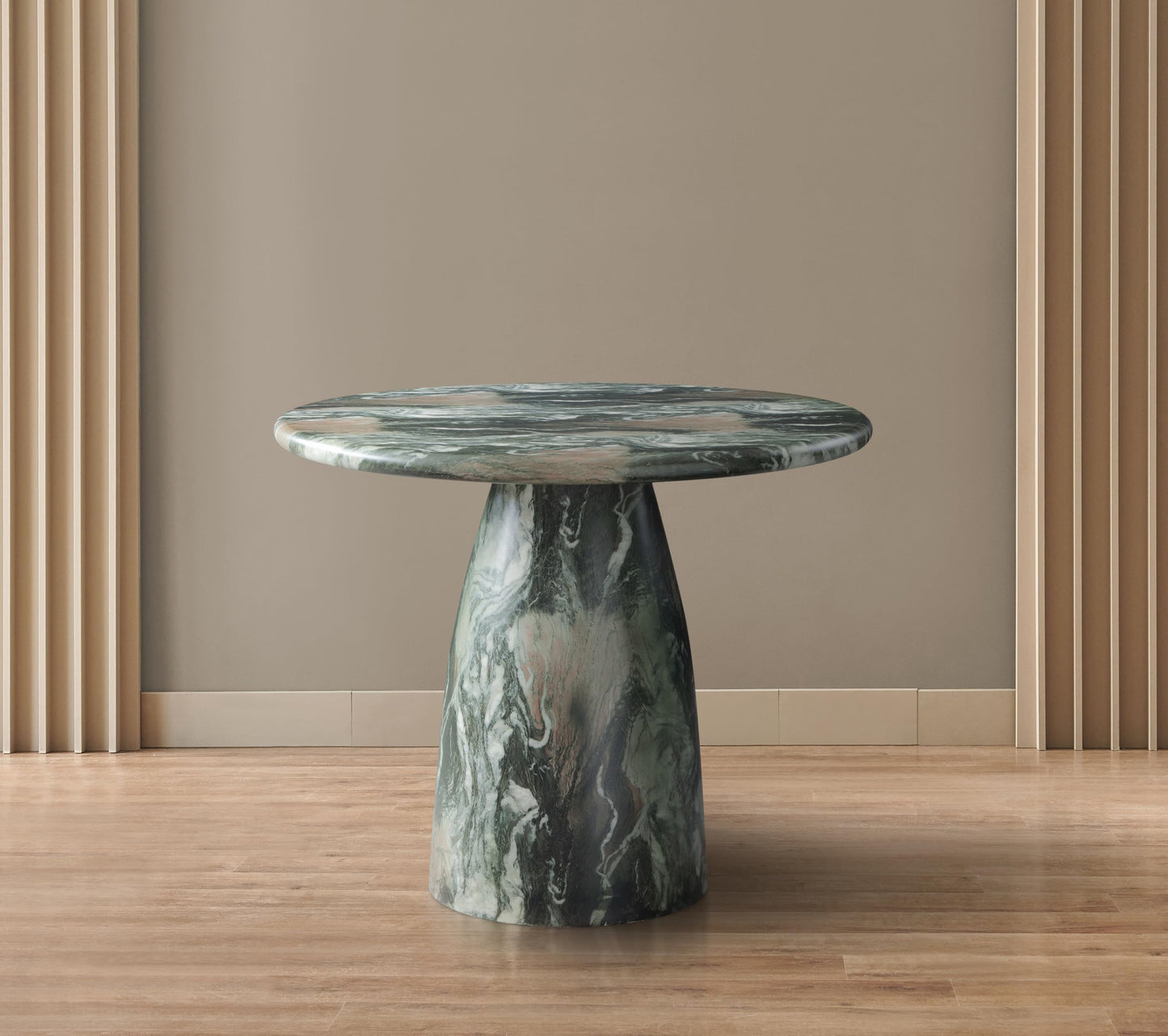 Meridian Furniture 700Green-T Cosenza Collection Art Deco 36" Indoor/Outdoor Concrete Dining Table with Green Marble Finish, 36" W x 36" D x 30" H, Green