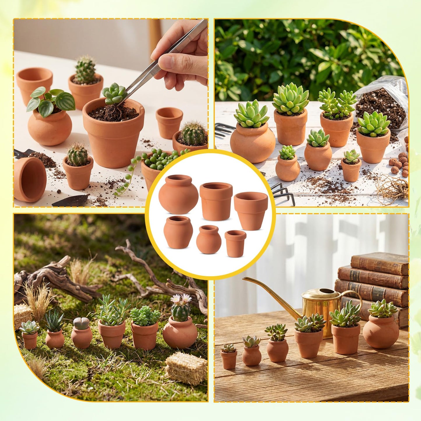 Maxdot 36 Pcs 1.34'' 0.7''Small Terracotta Pot Mini Clay Tiny Flower Pots Bulk Cactus Succulent Plant Nursery Pots Dollhouse Flower Pot for DIY Craft Garden Plants Office Home Decoration, 6 Styles