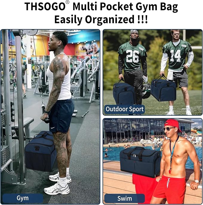 21 inch Gym Bag for Men with Shoe & Wet Compartment - 55L Duffle Bag for Travel Sport (Navy Blue)