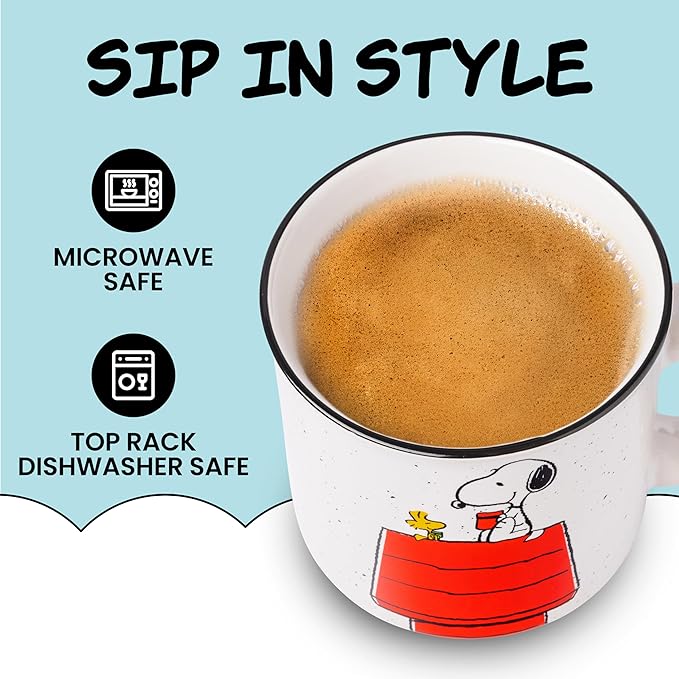 Silver Buffalo Peanuts Snoopy and Woodstock Get Cozy Ceramic Camper Mug, 20 Ounces (Pack of 12)