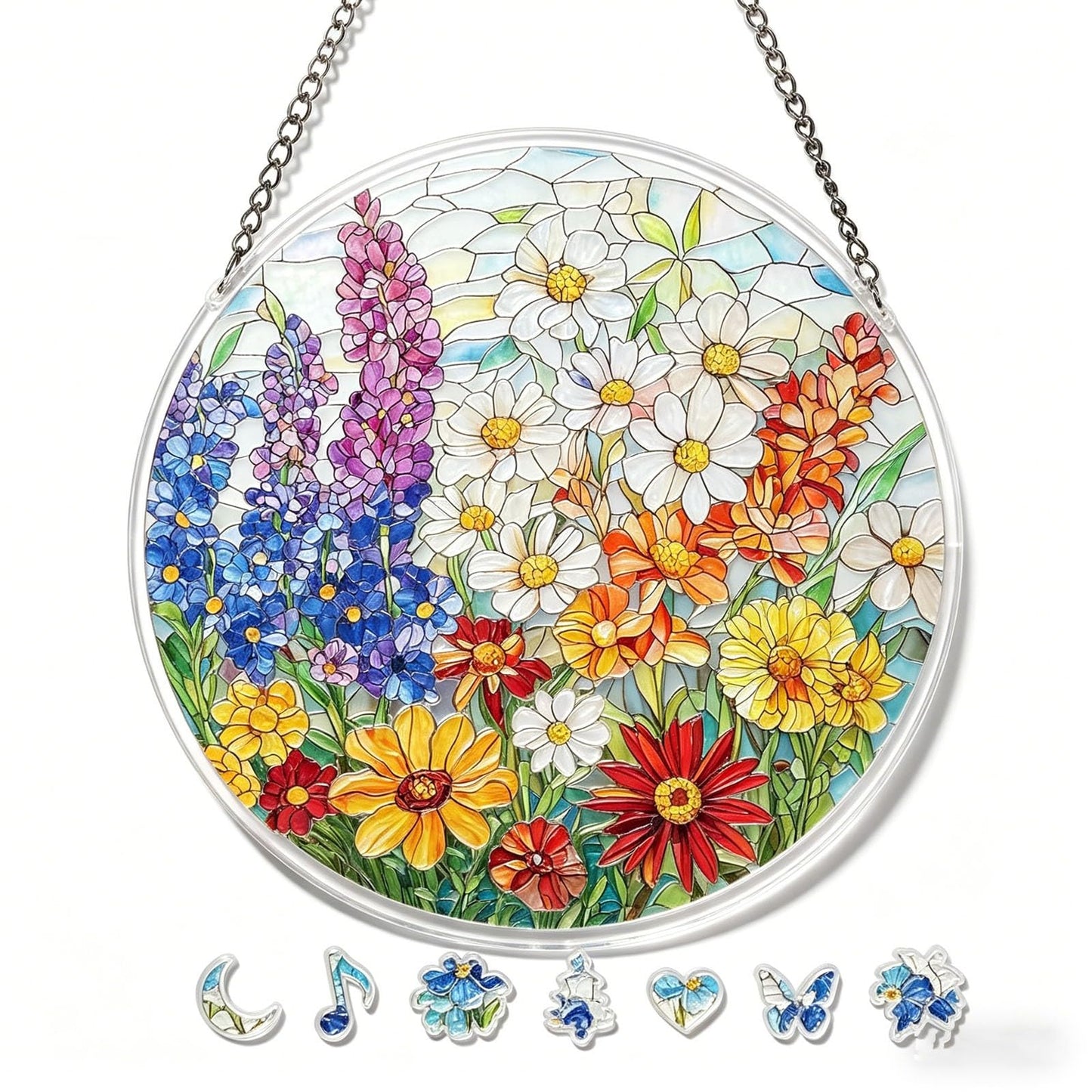 Premium Stained Glass Style Puzzle Suncatcher, Acrylic Puzzle for Adult Window Hanging, DIY Crystal Jigsaw Art, National Puzzle Day Decorations, Creative Home Decor Ornament with Whimsical Pieces
