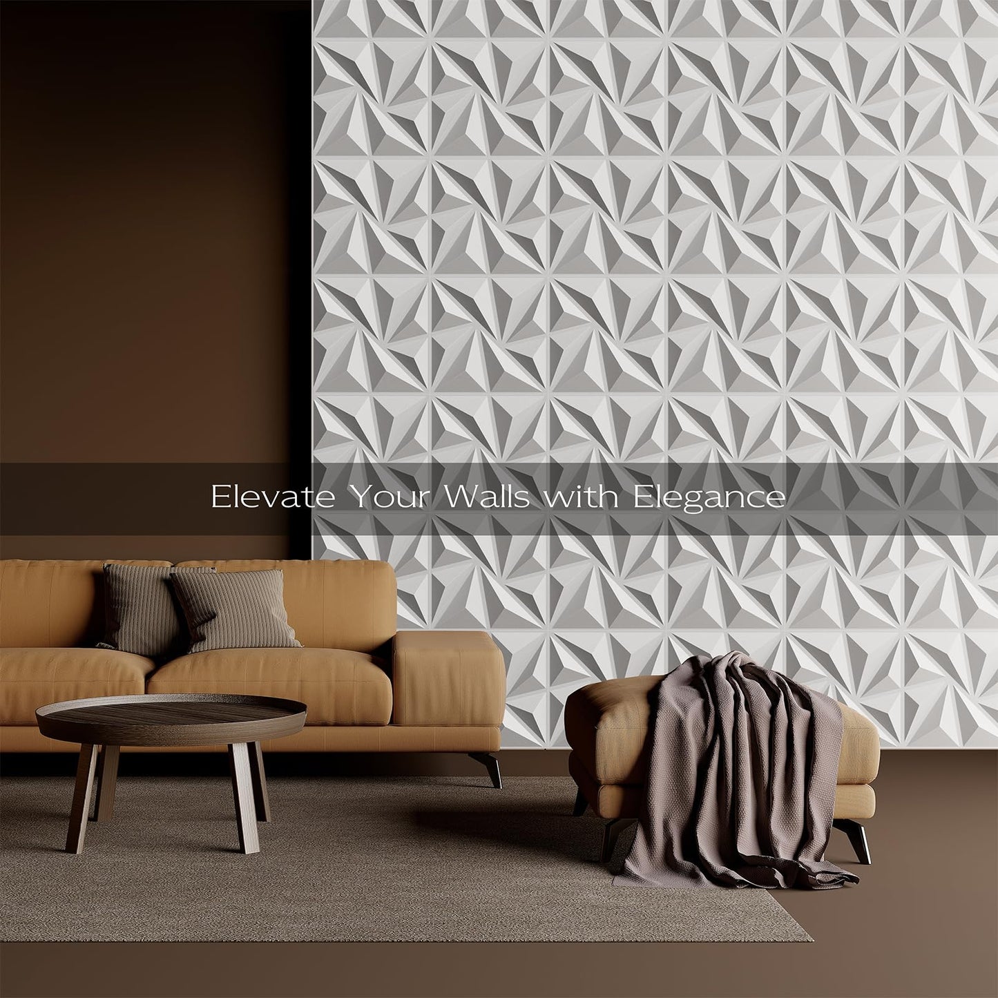 10-Pack 3D Wall Panels, 59" x 23" Textured Geometric Design Wall Tiles, PVC Decorative Wall Panels for Living Room, Bedroom, Bathroom, Office, Modern Wall Decor, Easy Install & Paintable - White