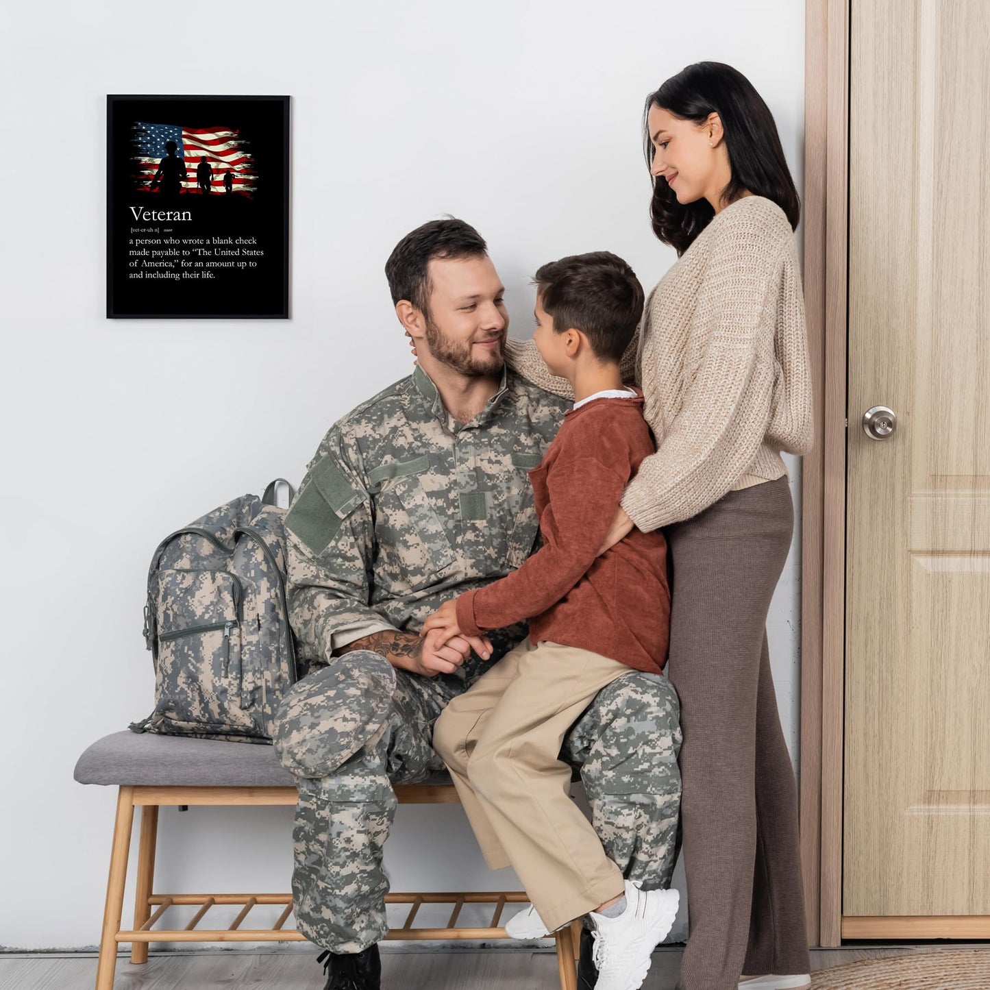 Definition of Veteran Patriotic Wall Art Print - USA Military Silhouette Poster Print for Home, Office, Shop & Restaurant - 8x10 Unframed Wall Art Decor for Veterans & Military Enthusiasts