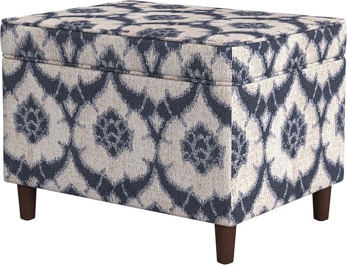 Spatial Order Home Decor | Dinah Collection Modern Storage Ottoman | Ottoman with Storage for Living Room & Bedroom(Blue Medallion Print)