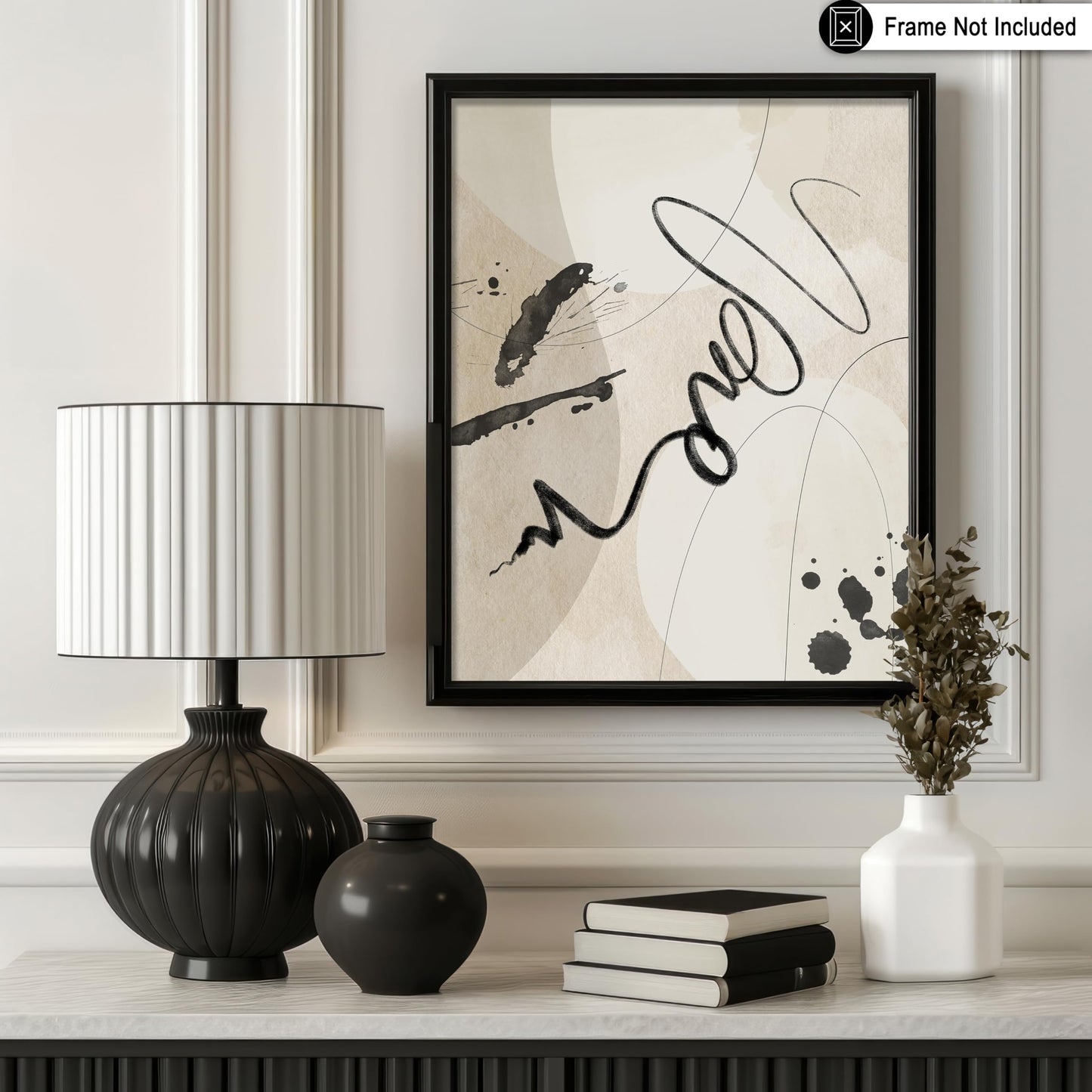 Poster Master Calligraphy Poster - Black Ink Print - Line & Contemporary Art - Chic Boho & Modern Art - Bedroom or Living Room Wall Decor - 8x10 UNFRAMED