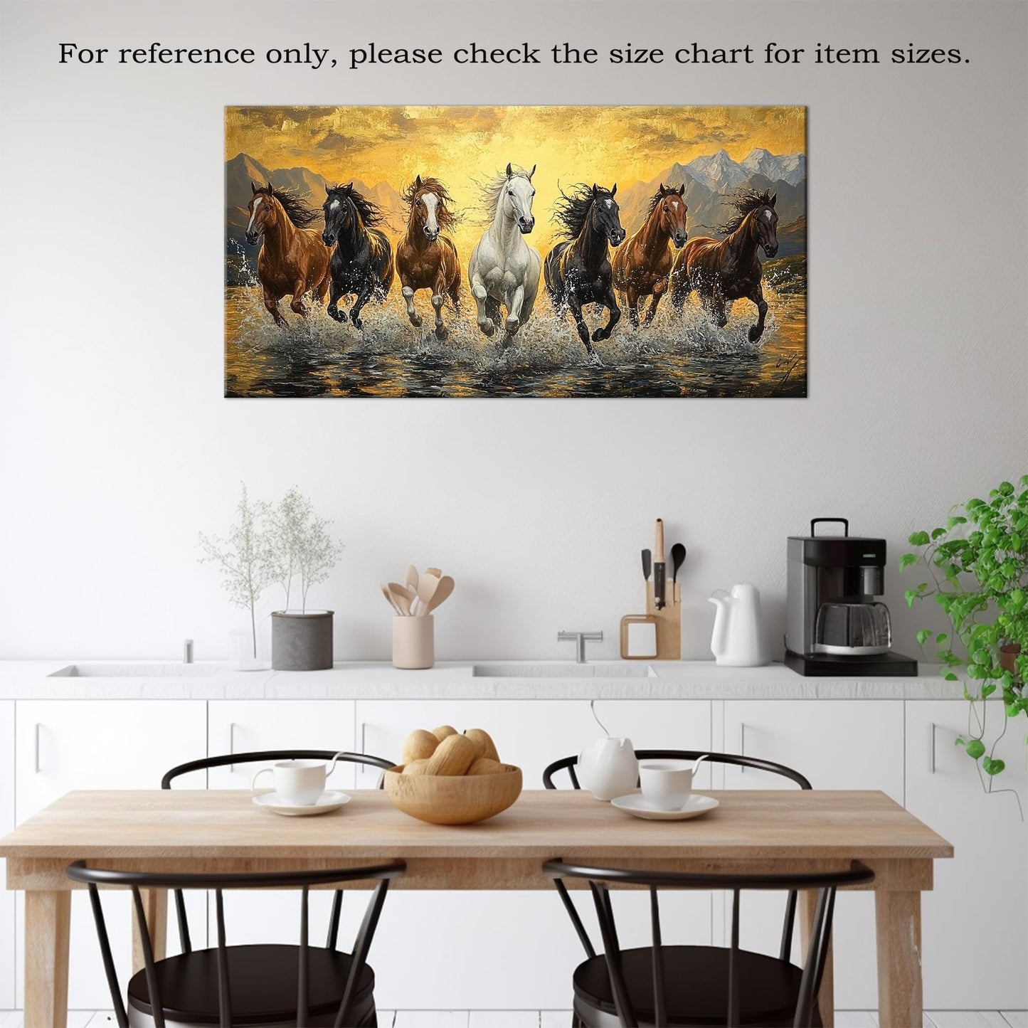 GUTTATY 7 Running Horses Canvas Wall Art, Sunset Canvas Prints, Dynamic Horse Wall Decor, Hand-Stretched Framed Wall Painting, Inspirational Artwork for Living Room, Office or Bedroom, 32x16 Inch