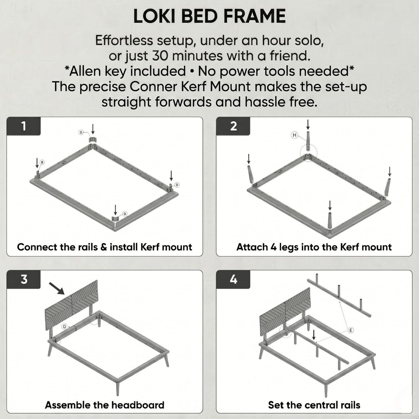 Loki Solid Wood Bed Frame Full, Premium Platform Bed with Chevron Headboard and Wood Slat Support, Noise-free, Easy Assembly, No Box Spring Needed, Mid-Century Modern Minimalist Styles (Light Oak)