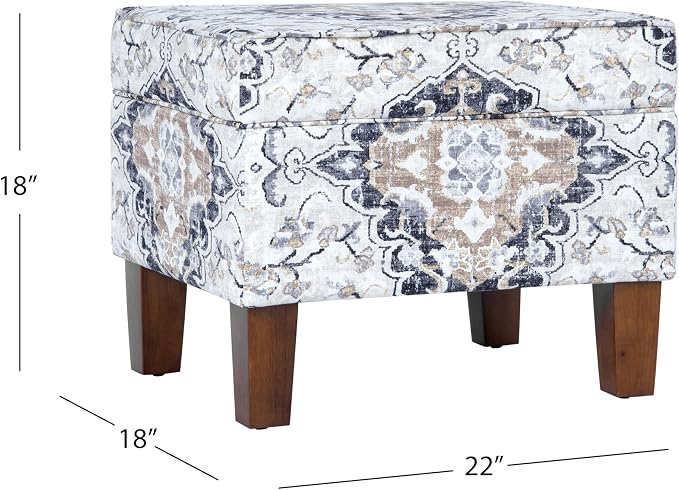 Spatial Order Home Decor | Dinah Collection Modern Storage Ottoman | Ottoman with Storage for Living Room & Bedroom(Antiqued Ebony Cream)