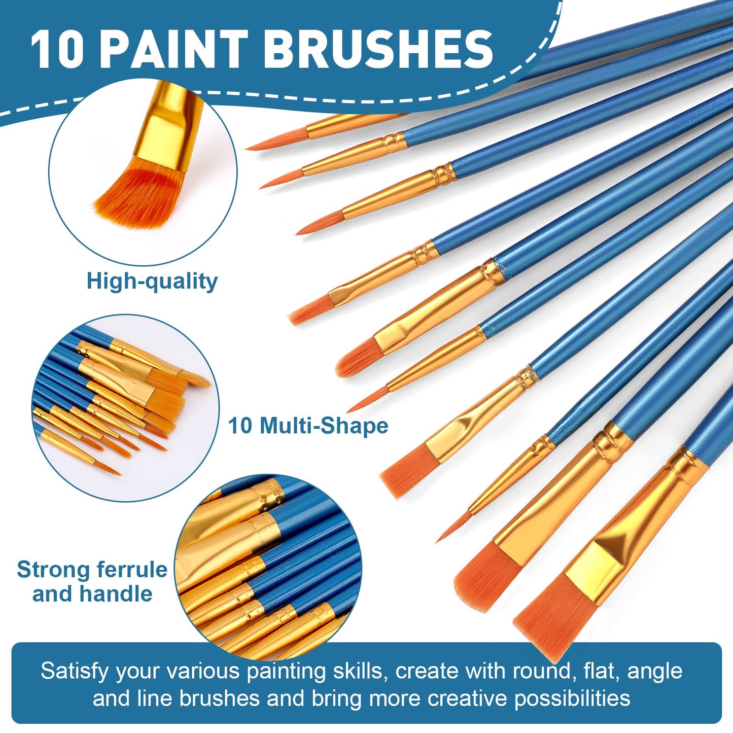 ESRICH 52PCS Acrylic Paint Canvas Set, Acrylic Painting Kit with 2 Set of 12 Colors Acrylics Paint,Paint Brushes,Canvas, Wooden Easels, Art Plates, Art Painting Supplies for Kids Adults Beginners