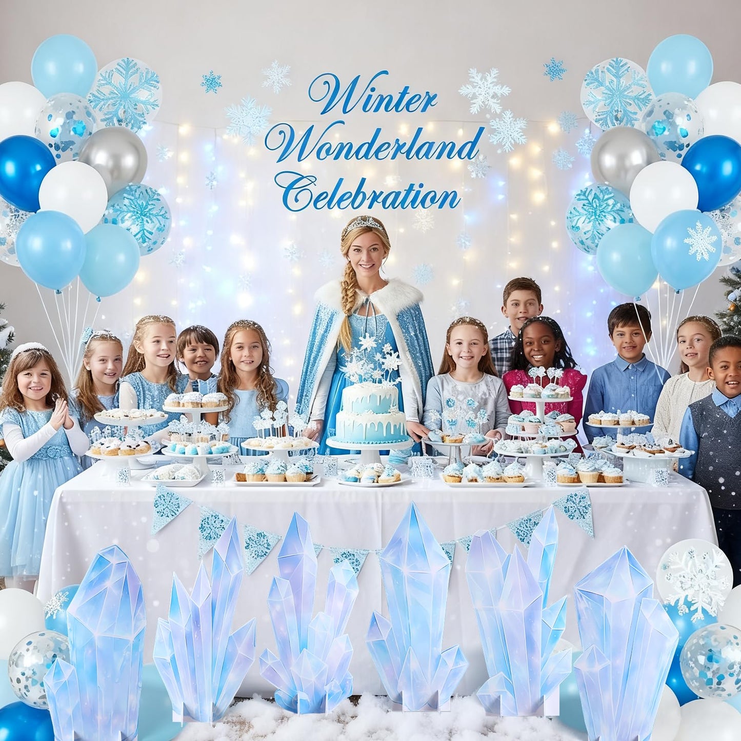 Novabright 6 Pcs Icicle Style Standees Standup Cutout Backdrop Photo Props Theme Party Decorations for Birthday Party Supplies Baby Shower Classroom Halloween Decor(White)