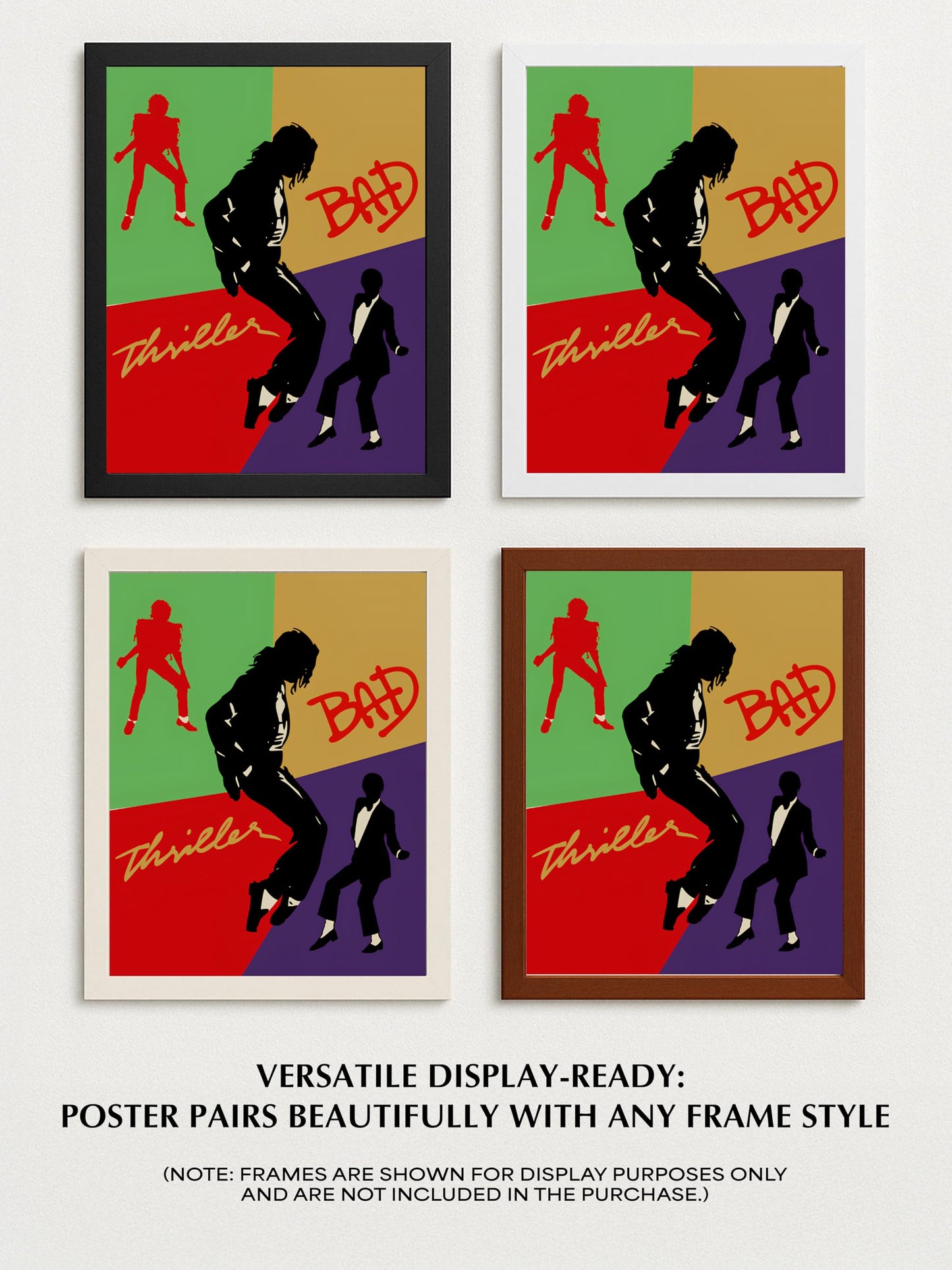 80s Pop Legend Wall Art – Thriller & Bad-Inspired Silhouette Poster Print | Retro Music Decor for Bedroom, Studio, or Living Room (Unframed, 11x14 Inches)