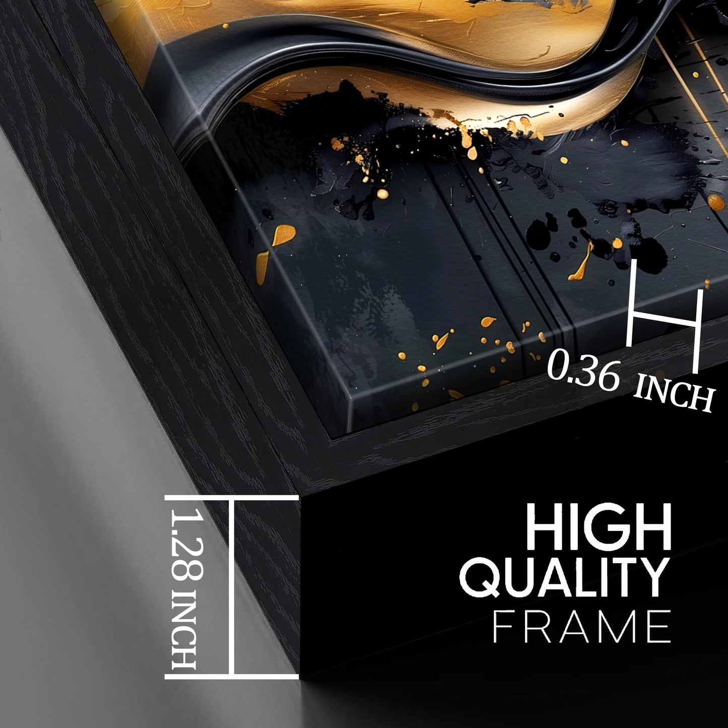 Elegant Black and Gold Wall Art 29" x 59" Canvas for Office Decor Living Room Stylish Large Artwork for Modern Art Pictures