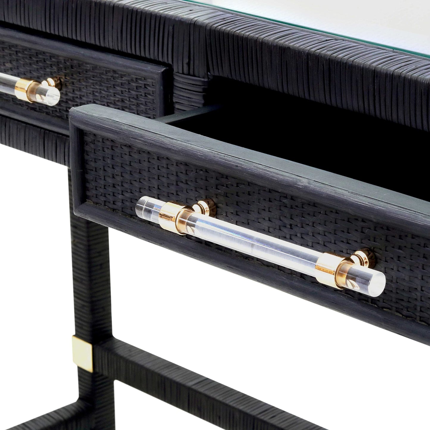 Tov Furniture Amara Charcoal Rattan Desk