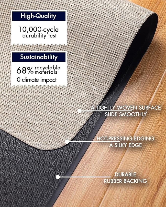 Baroyal Office Chair Mat for Hardwood Floor Under Desk Computer Rolling Chair Mat for Wood/Tile Floor Non-Slip Heavy Duty Desk Rug PVC Plastic Hard Floor Protector 48" x 60" (Parchment)