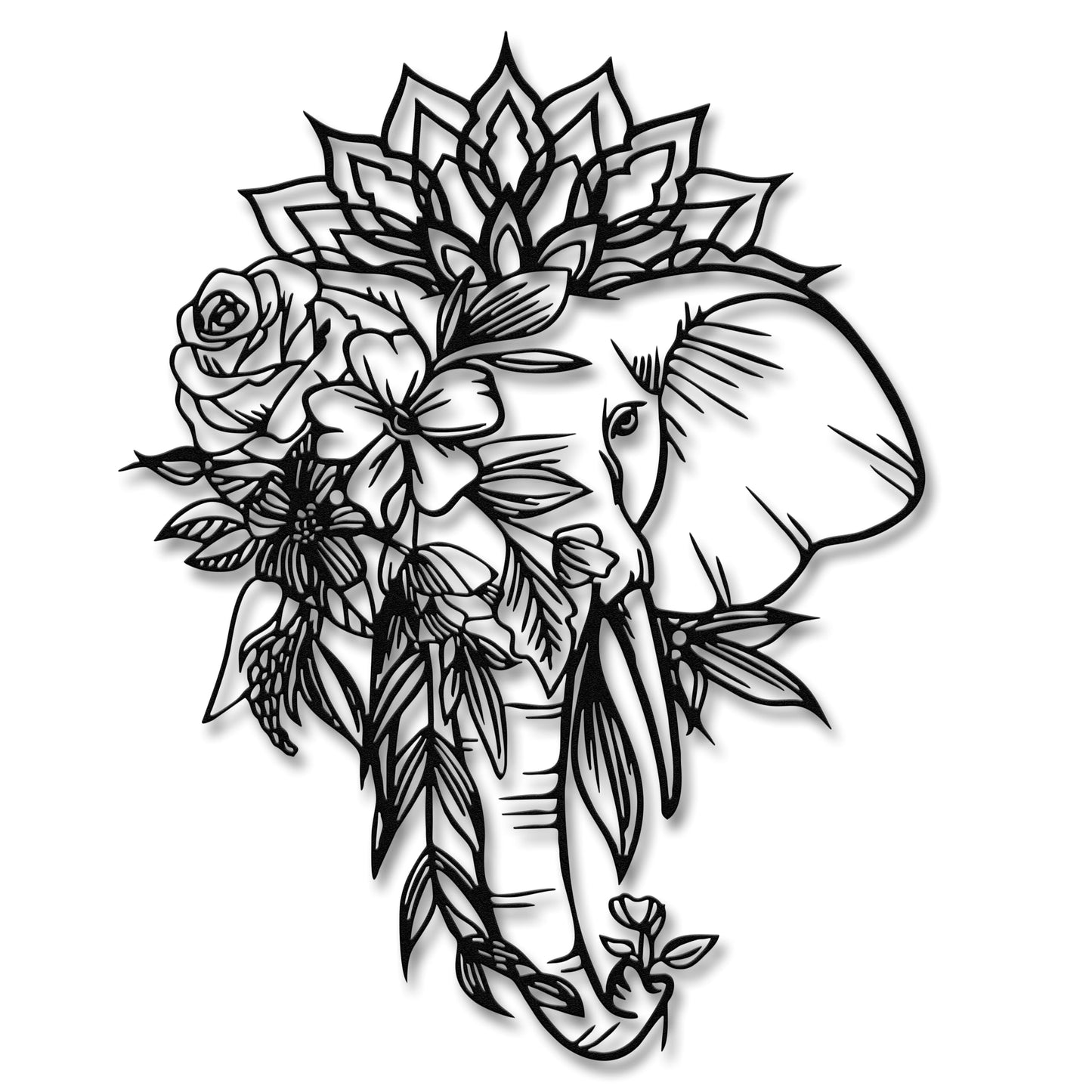 Rajukit Elephant with Lotus Metal Wall Art–Intricate Elephant Wall Decor–Indian-Inspired Hindu Decor for Living Room or Gifts
