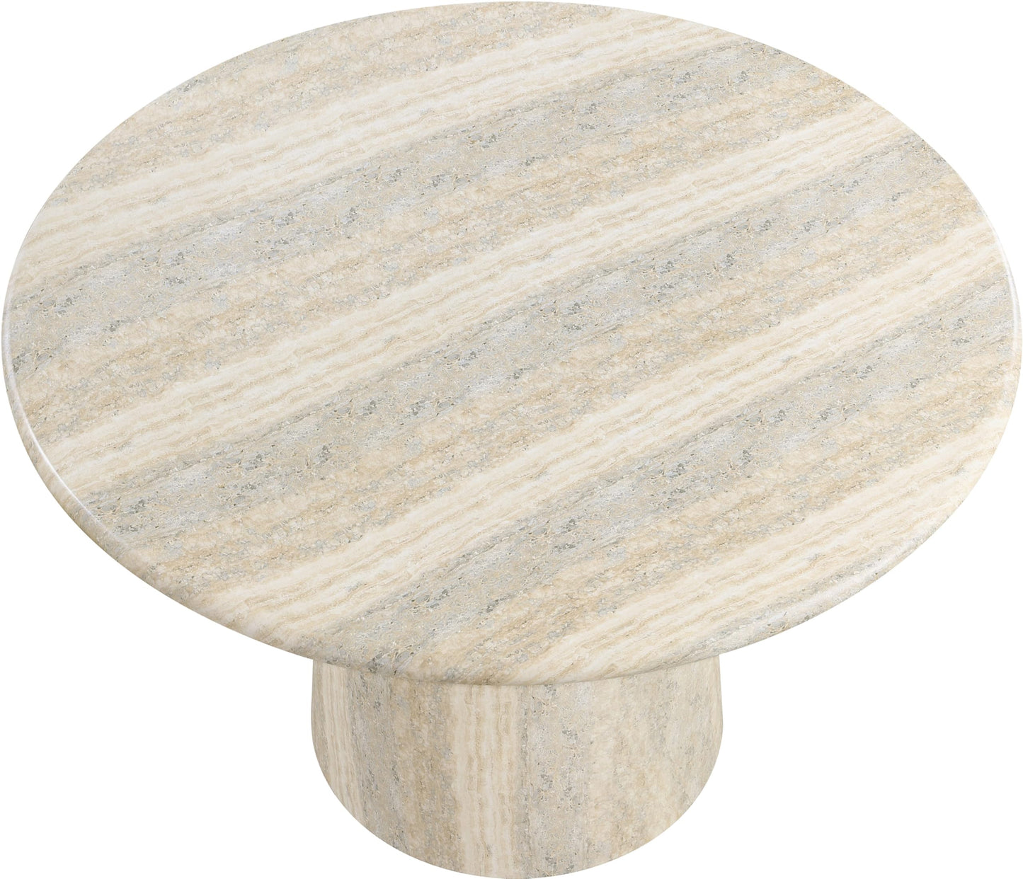 Meridian Furniture 701Travertine-T Cosenza Collection Art Deco 48.5" Indoor/Outdoor Concrete Dining Table with Travertine Finish, 48.5" W x 48.5" D x 30" H, Travertine