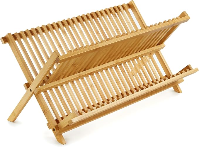 Berghoff Bamboo Plate Rack 20", Light Brown, Durable, Reusable, Drying Rack, Strain Dishes, Lightweight