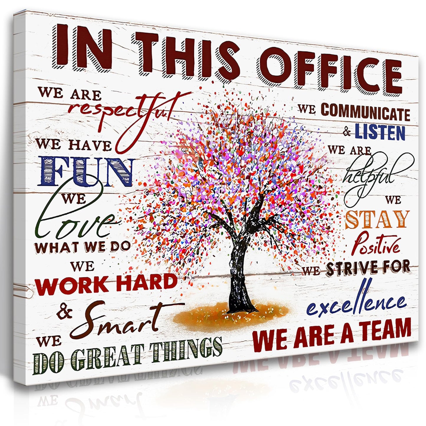 HDXUFJQ Office Inspirational Wall Art In This Office Canvas Wall Decor Team Rules Motivation Positive Quotes Pictures Prints Teamwork Painting for Home Office Ready to hang(12"x16")