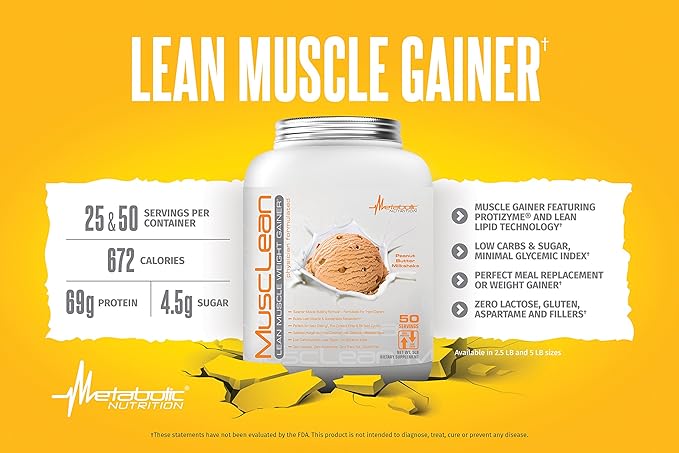 Metabolic Nutrition - Musclean - Milkshake, Whey High Protein Meal Replacement, Maintenance Nutrition, Low Carb, Keto Diet, Digestive Enzymes, Strawberry, 5 Pound (50 ser)