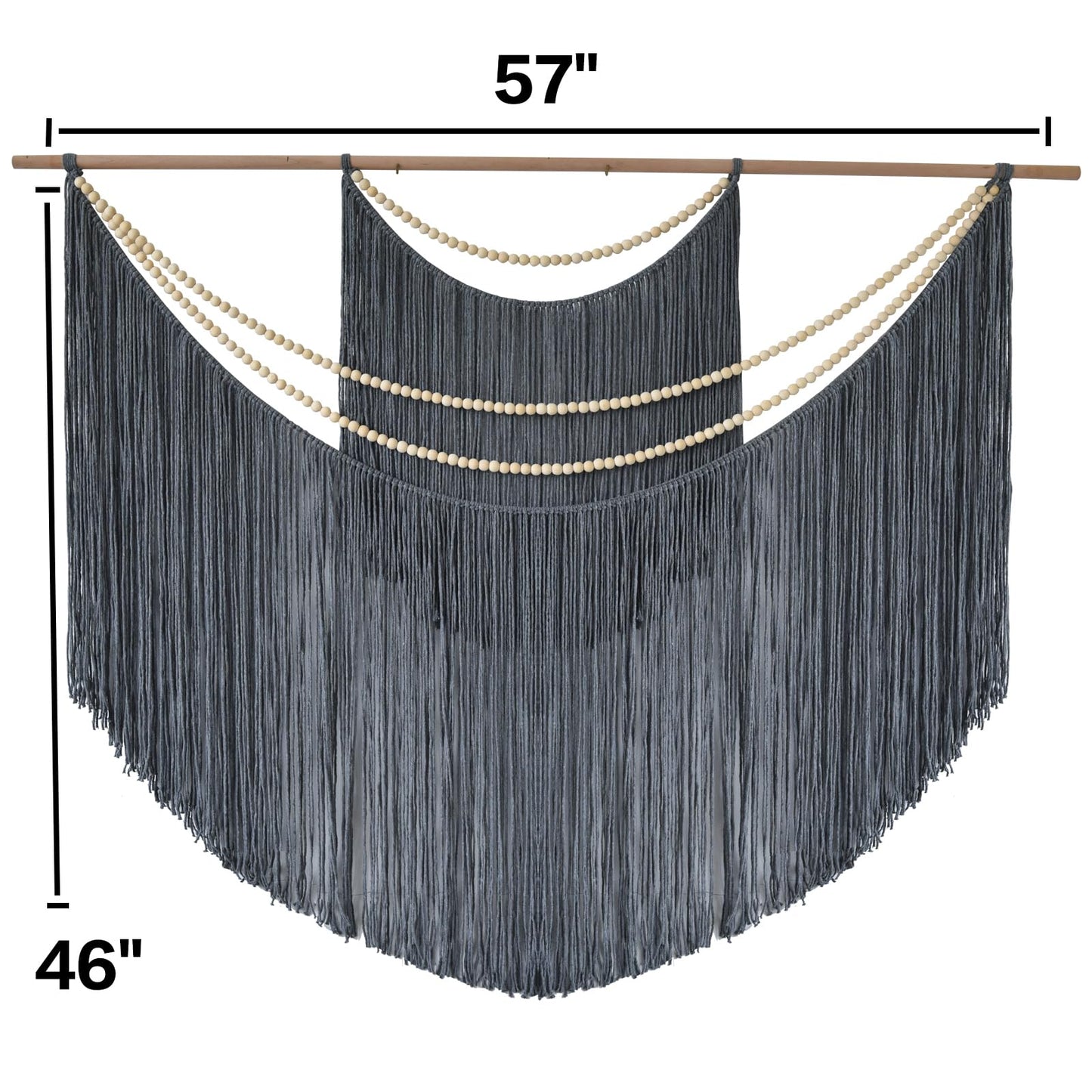 Jakalin Macrame Wall Decir Large Grey Fiber Yarn Wall Art Handmade Craftsmanship Boho Wall Decor Home Room Wall Decor,57" W x 46" L