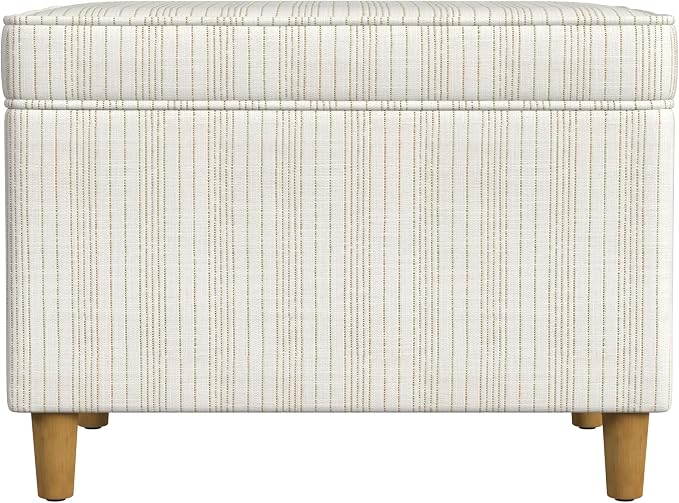 Spatial Order Home Decor | Dinah Collection Modern Storage Ottoman | Ottoman with Storage for Living Room & Bedroom(Cream Marigold Pinstripe Fabric)