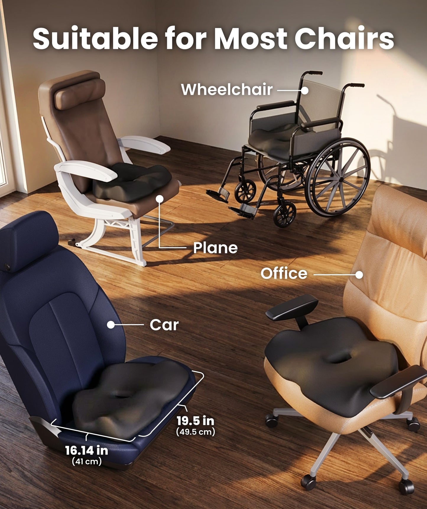 Everlasting Comfort Doctor Recommended Memory Foam Seat Cushion for Office Chairs & Car - Ergonomic Office Desk Accessories - Cushions for Tailbone Pain Relief, Sciatica (Dark Gray, X-Large)