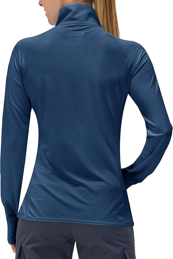 Women's UPF 50+ UV Sun Protection Clothing Long Sleeve Athletic Hiking Shirts Lightweight SPF Zip Up Outdoor Jacket