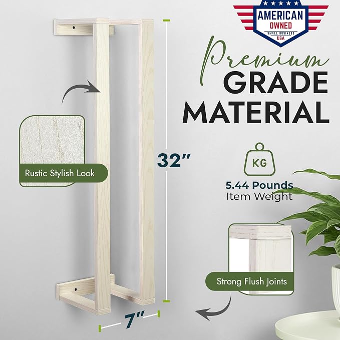 RELODECOR Blanket Wall Rack – Decorative Farmhouse Style Wooden Ladder – Rustic Quilt & Towel Holder – Wall Mounted Storage Rack for Living Room, Bedroom & Bathroom – Stylish White Design