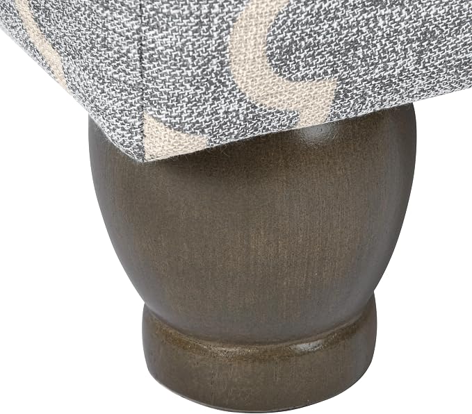 Spatial Order Home Decor | Upholstered MediumRectangular Storage Ottoman | Hinged Lid Ottoman with Storage for Living Room & Bedroom,Gray Geometric
