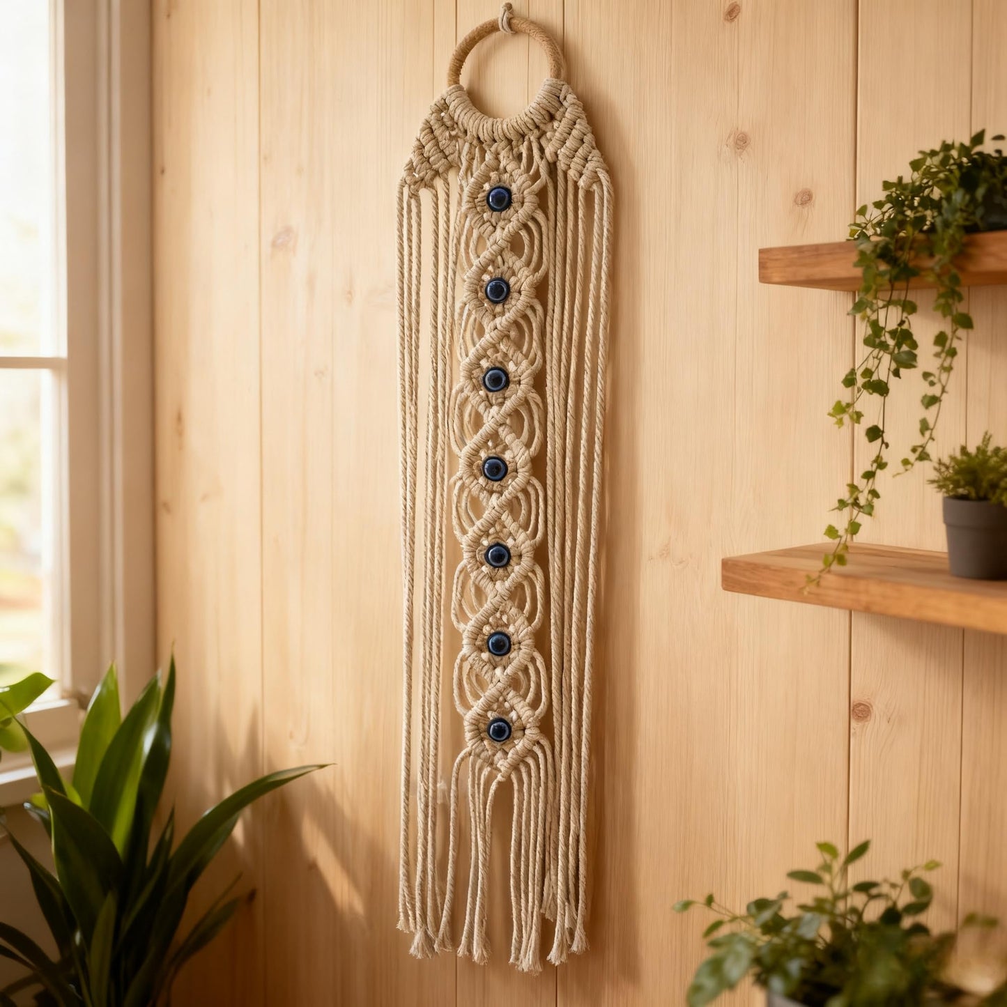 TaudivDuso Macrame Wall Hanging Dreamcatcher with Evil Eye, Boho Wall Decor, Handwoven Tapestry for Bedroom Home Gift