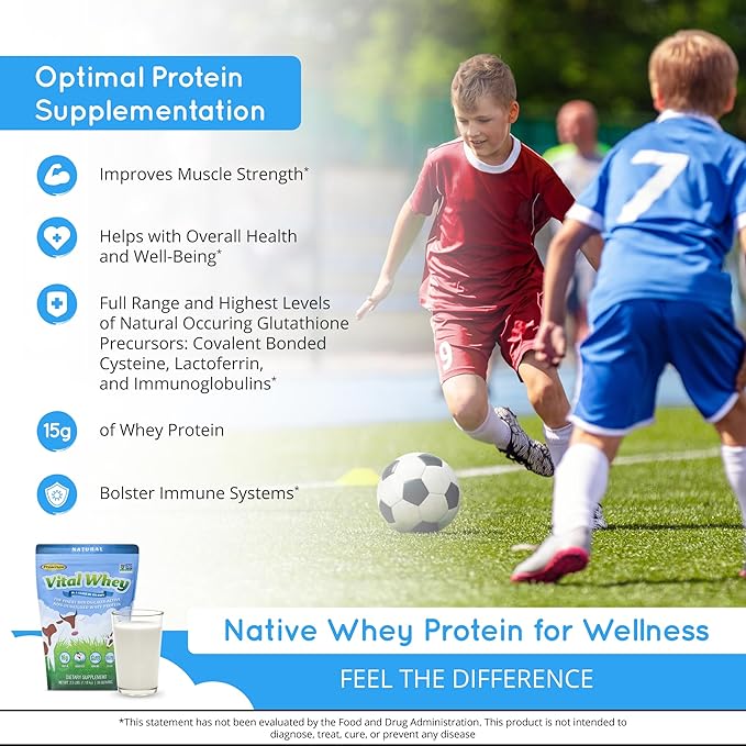 Grass-Fed Whey Protein Powder for Immune Vitality, Natural Cocoa 600g (30 Servings), 15g Protein Per Serve, Vital Whey, Clean Holistic, Wellness Nutrition