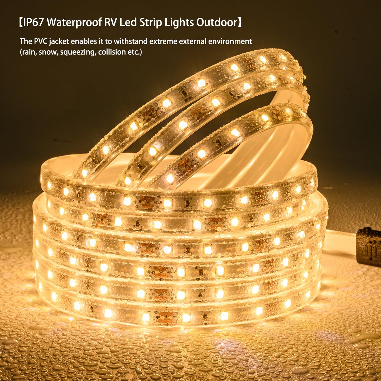 JUNWEN 20FT Warm White Rope Lights Outdoor, 12V IP65 Waterproof Led Rope Lights Indoor Cuttable, Flexible Led Strip Lights Cuttable Plug-in for Patio Deck Bedroom Kitchen Bedroom Christmas