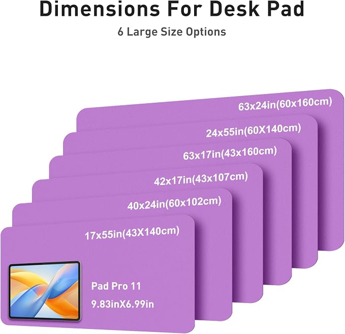 Aothia Faux Leather Desk Mat - Large Mouse Pad, Non-Slip PU Leather Blotter, Waterproof Writing Surface for Office and Home (Iris Violet, 40" x 24")