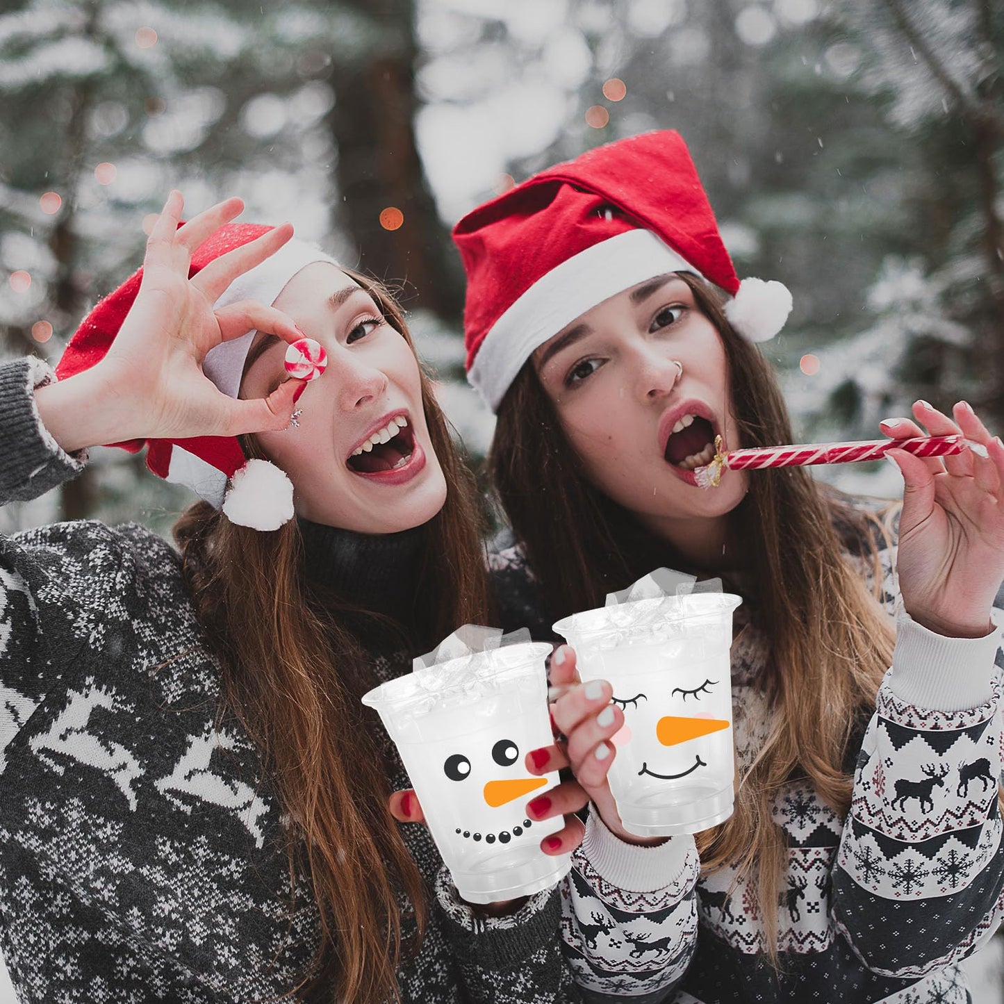 ABURRORI 50 Pcs 12OZ Snowman Plastic cups, Winter Merry Christmas Decorations Snowman Printed Plastic Cups Juice Soda Beverage Party Favors For Xmas Holiday Themed Decorations Supplies