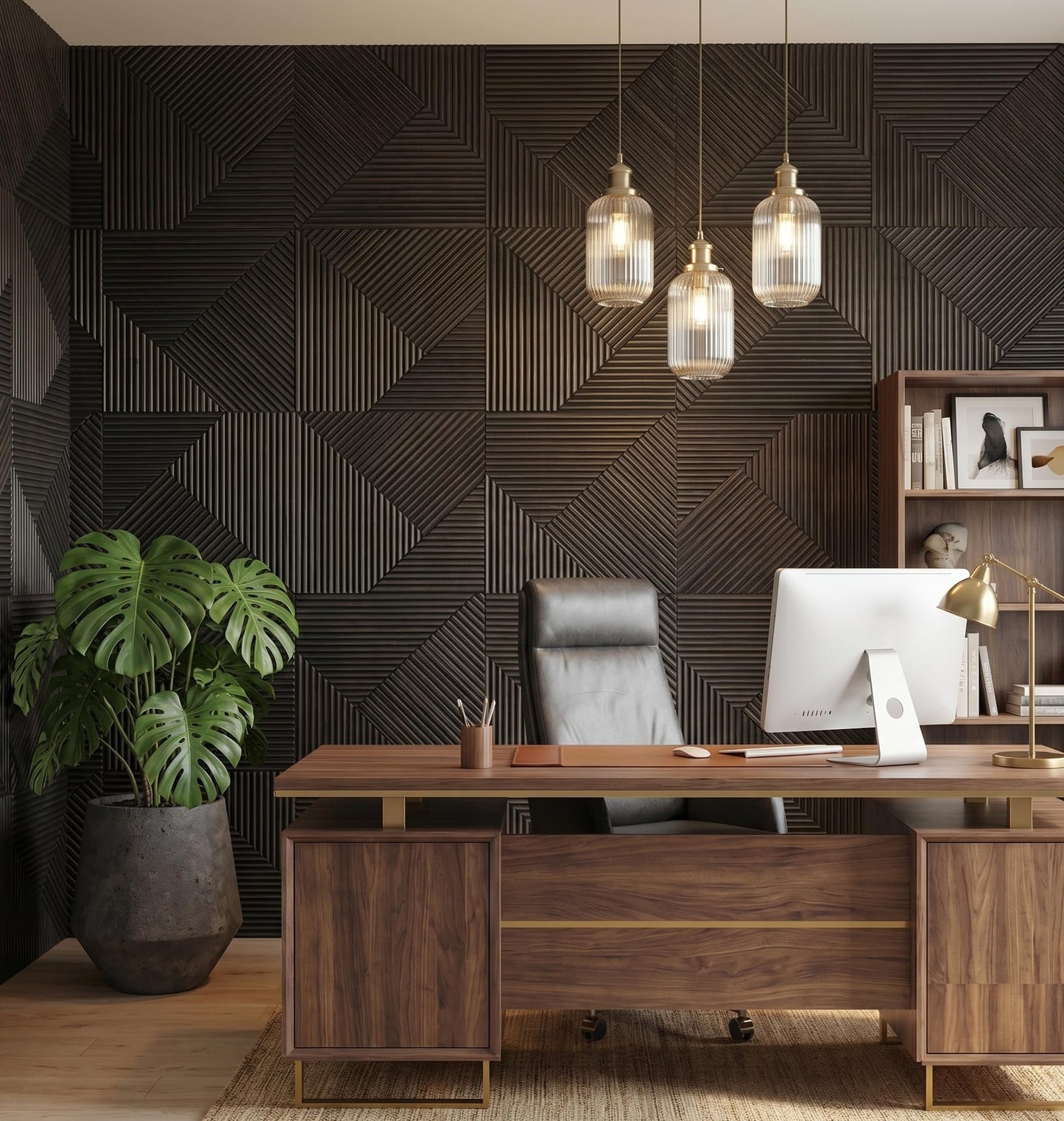 RIZZ TILE Matte Black 3D Wall Panels – 12 Pack 19.7"x19.7" Textured PVC Panels for Modern Accent Wall Decor, Waterproof 3D Wallscape Tiles for Gaming Room, Living Room & Office (Covers 32.4 Sq.Ft)