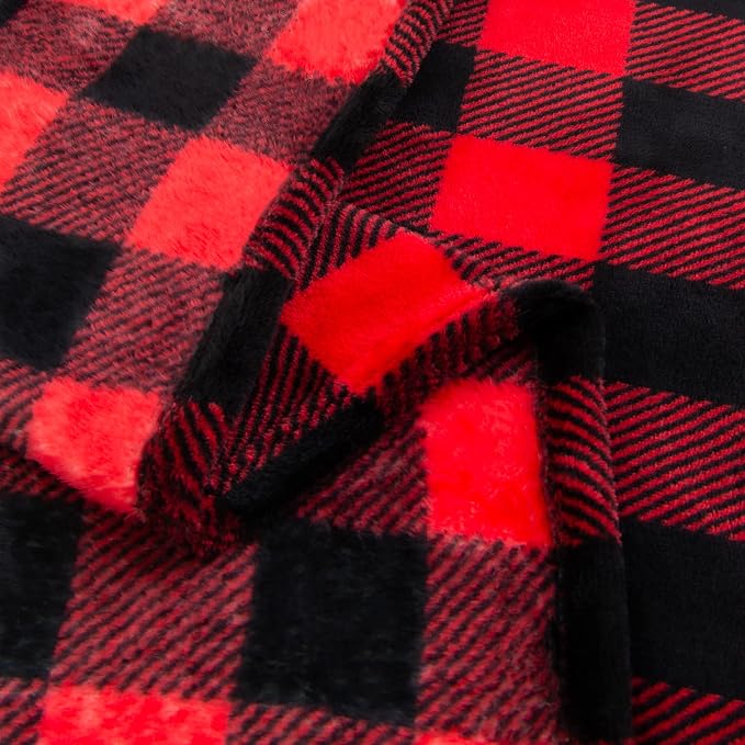 BEDELITE Flannel Blanket for Couch, Red & Black Plaid Fleece Throw Blanket, Soft & Warm Buffalo Plaid Decor Gift Blanket for Women, Men, 50"x60"