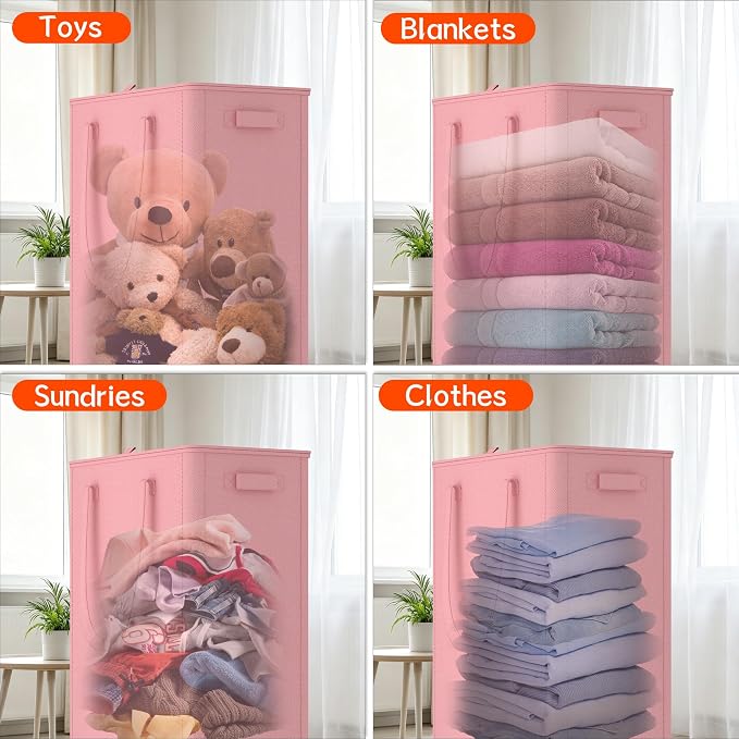 Slim Laundry Hamper with Wheels,15 Gal (55L) Rolling Laundry Basket with lid and wheels Clothes Hamper Foldable Tall Dirty Clothes Basket Sturdy Collapsible Clothes Hamper for Dorm,Laundry Room