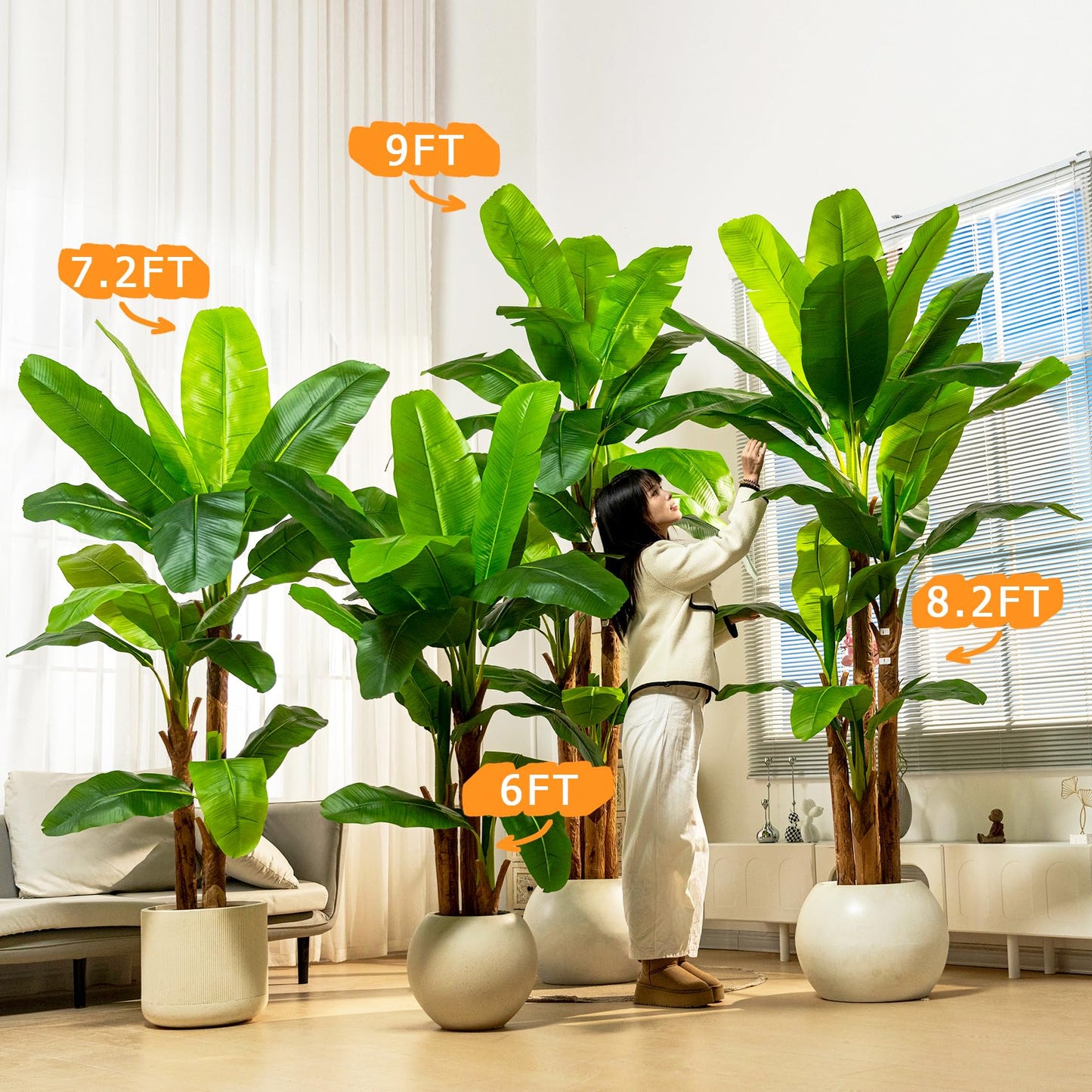 Erimda 6FT Artificial Banana Tree Tall Fake Banana Leaf Plant Faux Banana Silk Tree Faux Banana Leaves for Home Swimming Pool Indoor Outdoor Patio Tropical Decor