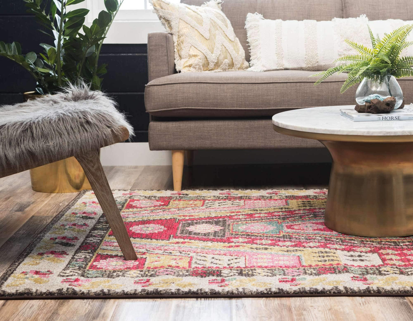 Unique Loom Sedona Collection Southwestern, Geometric, Border, Over-Dyed, Modern, Tribal, Abstract Area Rug (5' 0 x 8' 0 Rectangular, Multi/Beige)