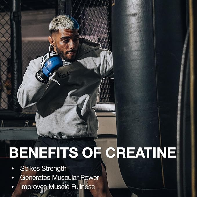 RAW Nutrition Creatine Monohydrate Powder - Unflavored Micronized Creatine Monohydrate Workout Supplement for Muscle Energy, Strength & Endurance - Creatine Powder for Women & Men - 50 Servings