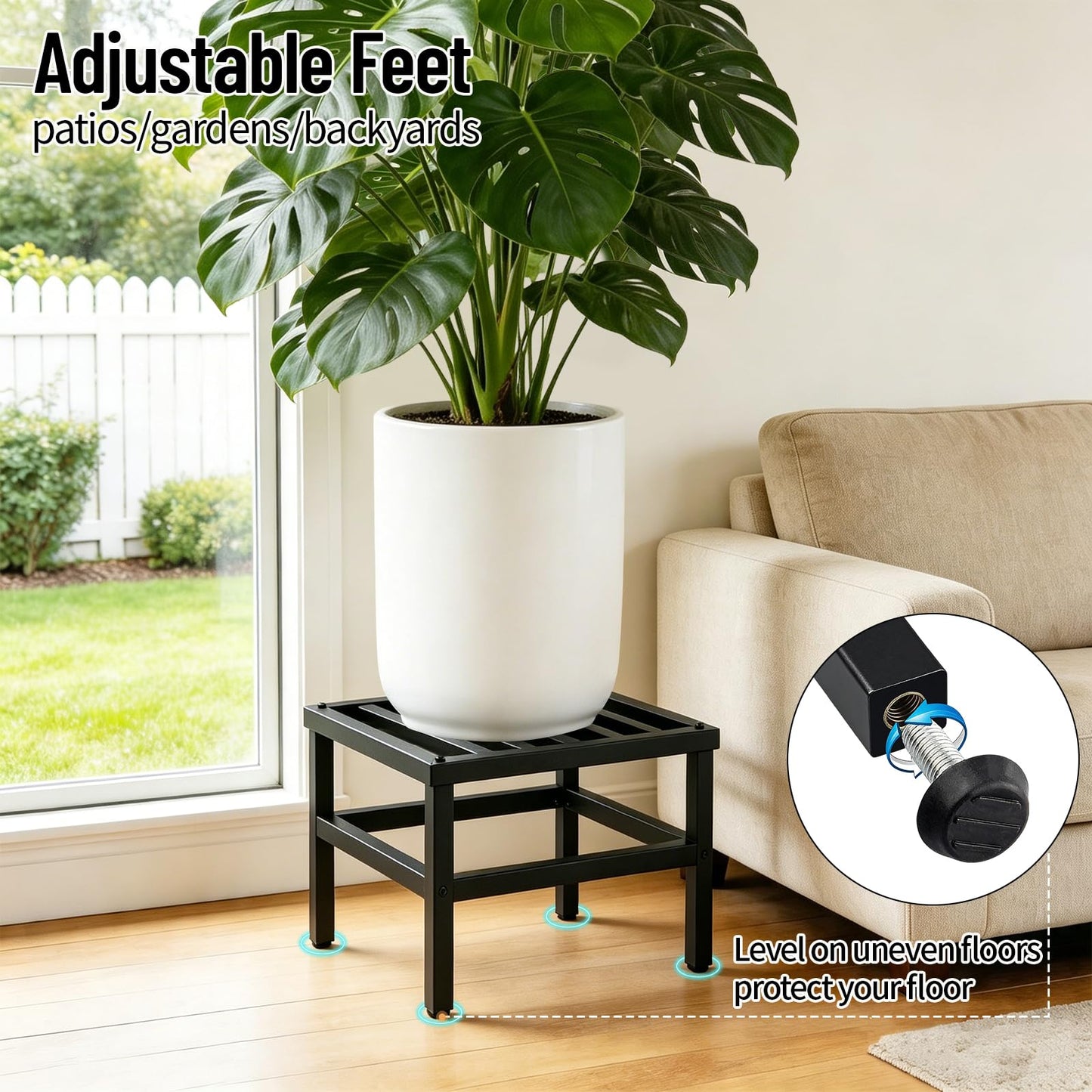 LLAXERGU Plant Stand Outdoor Indoor, 2 Pack 16 Inch Large Metal Plant Stand Outdoor Heavy Duty Plant Stands Flower Pot Stand Wrought Iron Pedestal Stand for Garden Patio Living Room